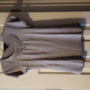 NWT INC International Concepts Petite Grey Top w/Embellishments. Size PS